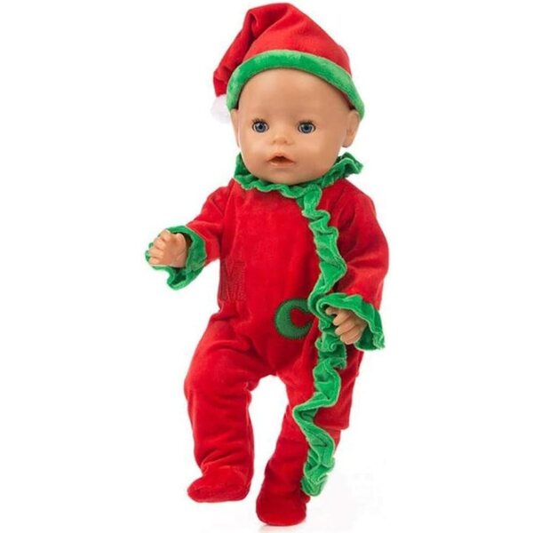 Tutina Natalizia per Bambola 46 cm con Cappello Rosso per Bambole Americane