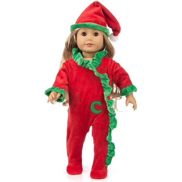 Tutina Natalizia per Bambola 46 cm con Cappello Rosso per Bambole Americane