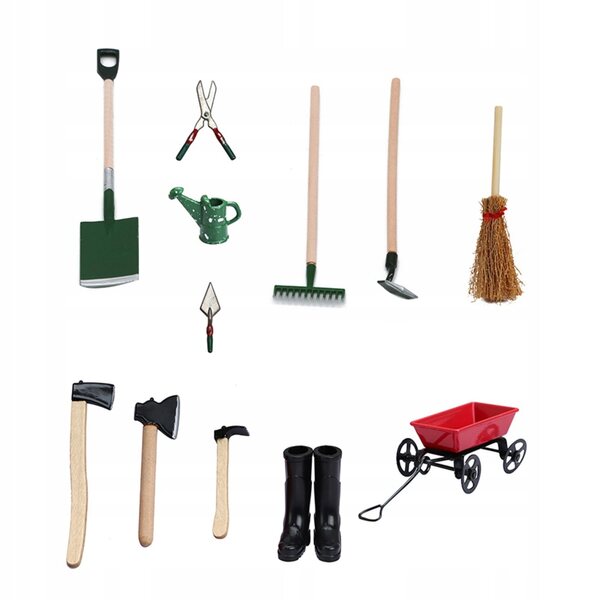 Set Miniature Strumenti da Giardino per Casa delle Bambole 1:12, 12 Pezzi
