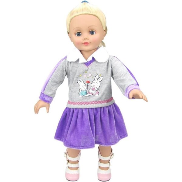 46-cm-Puppen-Outfit mit Kaninchen-Aufdruck, lässiges Outfit für 18-Zoll-Puppen