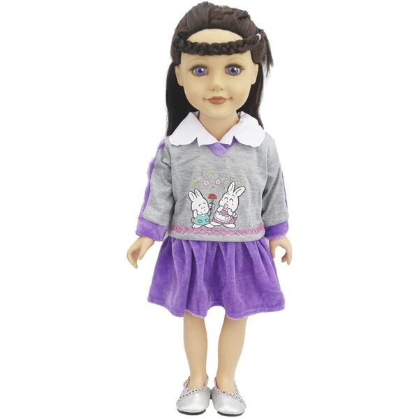 46-cm-Puppen-Outfit mit Kaninchen-Aufdruck, lässiges Outfit für 18-Zoll-Puppen