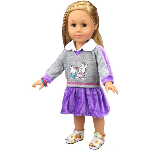 46-cm-Puppen-Outfit mit Kaninchen-Aufdruck, lässiges Outfit für 18-Zoll-Puppen