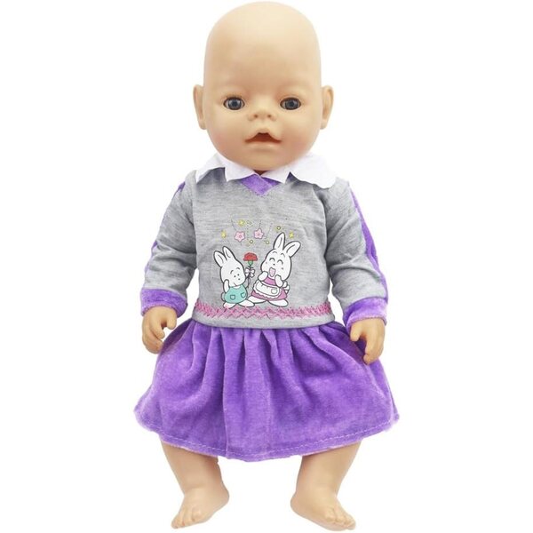 46-cm-Puppen-Outfit mit Kaninchen-Aufdruck, lässiges Outfit für 18-Zoll-Puppen