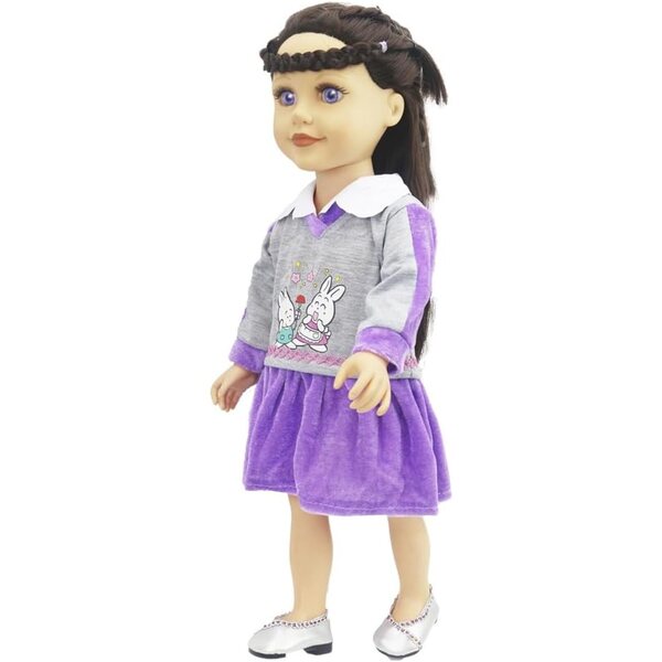 46-cm-Puppen-Outfit mit Kaninchen-Aufdruck, lässiges Outfit für 18-Zoll-Puppen