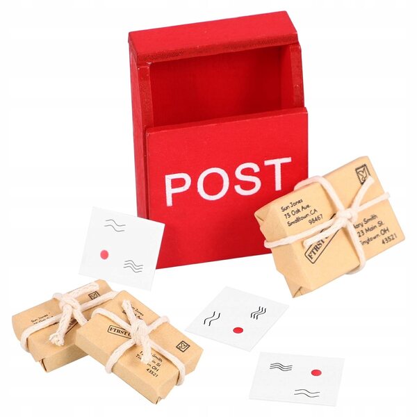 Mini scrigno postale in legno per case di bambole, decorazione realistica e resistente