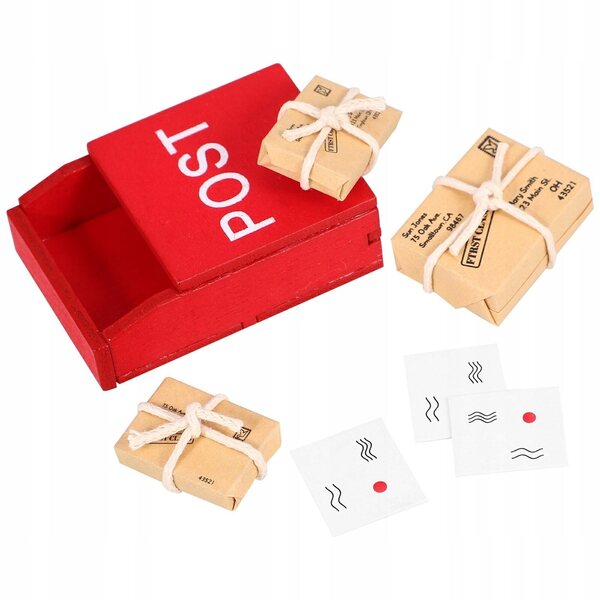 Mini scrigno postale in legno per case di bambole, decorazione realistica e resistente