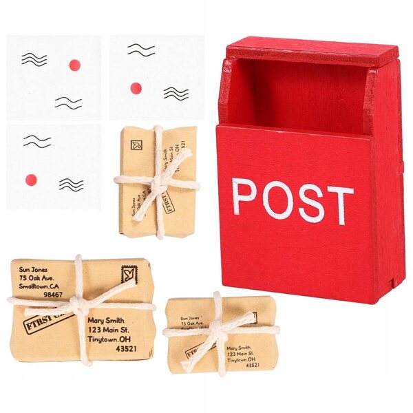 Mini scrigno postale in legno per case di bambole, decorazione realistica e resistente