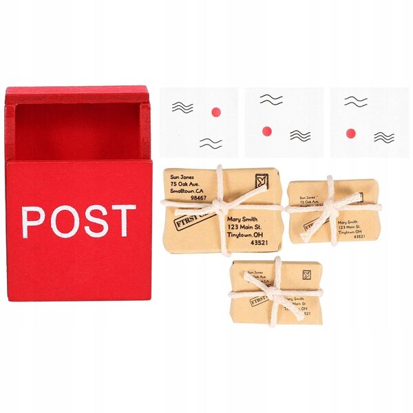 Mini scrigno postale in legno per case di bambole, decorazione realistica e resistente