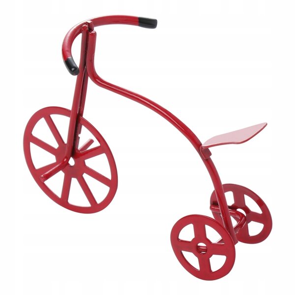 Mini Triciclo Rosso Decorativo in Ferro per Casa delle Bambole 1:12