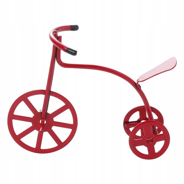 Mini Triciclo Rosso Decorativo in Ferro per Casa delle Bambole 1:12