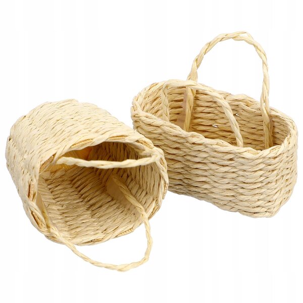 Mini Cesti in Bambù Intrecciati per Decorazioni Rustiche e Country 2 Pezzi