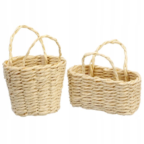 Mini Cesti in Bambù Intrecciati per Decorazioni Rustiche e Country 2 Pezzi