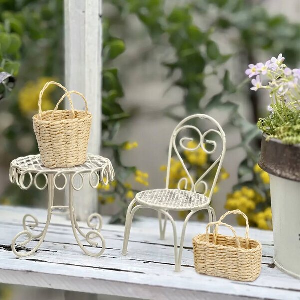 Mini Cesti in Bambù Intrecciati per Decorazioni Rustiche e Country 2 Pezzi