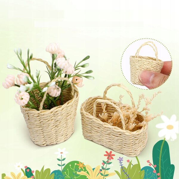 Mini Cesti in Bambù Intrecciati per Decorazioni Rustiche e Country 2 Pezzi