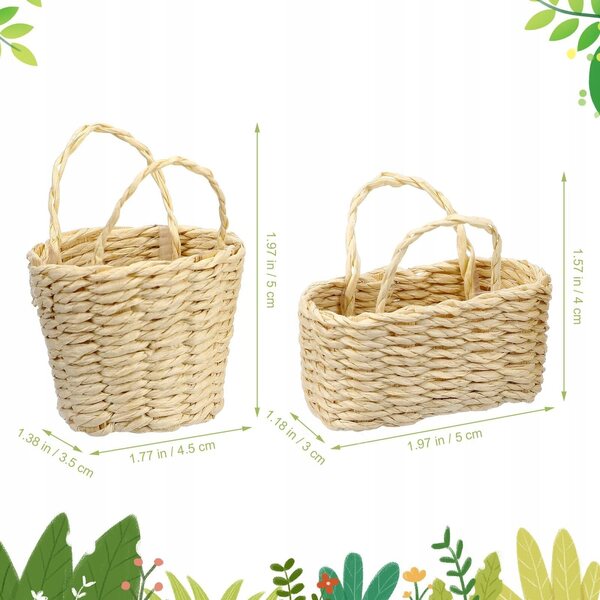 Mini Cesti in Bambù Intrecciati per Decorazioni Rustiche e Country 2 Pezzi