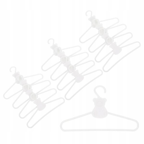 20 weiße Mini-Kleiderbügel für Puppenhäuser aus Kunststoff 9,2 x 5,3 cm