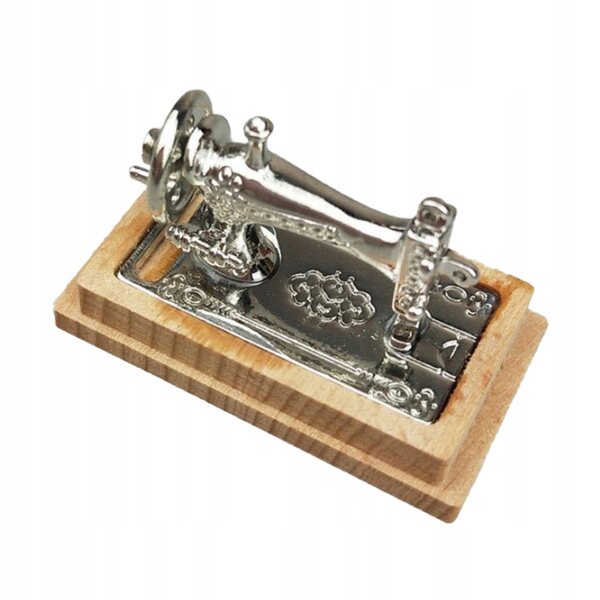 Mini macchina da cucire in legno e metallo per casa delle bambole e decorazioni