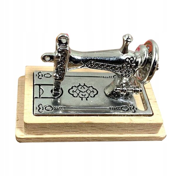 Mini macchina da cucire in legno e metallo per casa delle bambole e decorazioni
