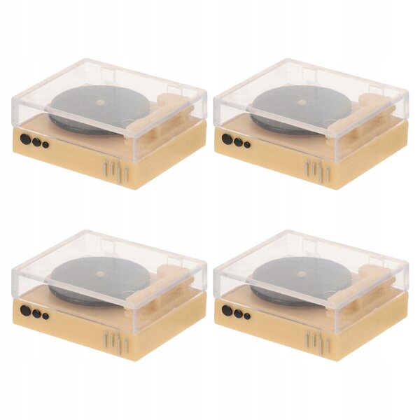 4 SZT. MINI GRAMOFON W STYLU RETRO DO DEKORACJI DOMKU