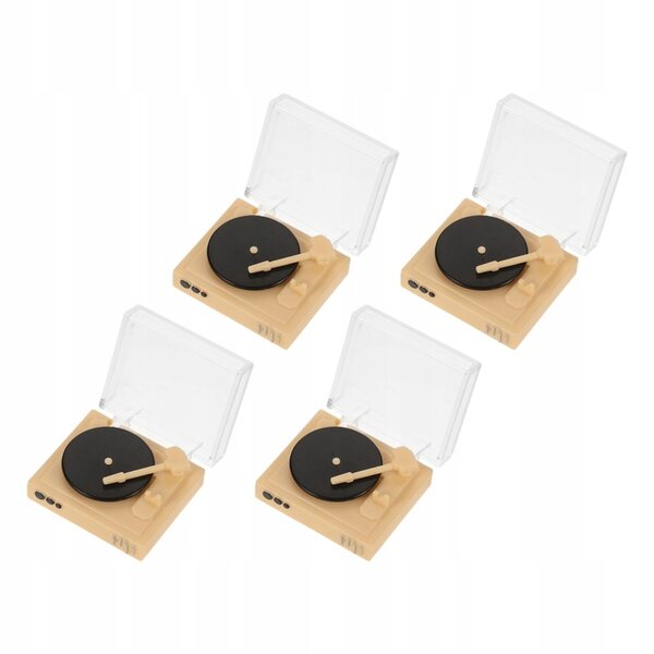 4 SZT. MINI GRAMOFON W STYLU RETRO DO DEKORACJI DOMKU