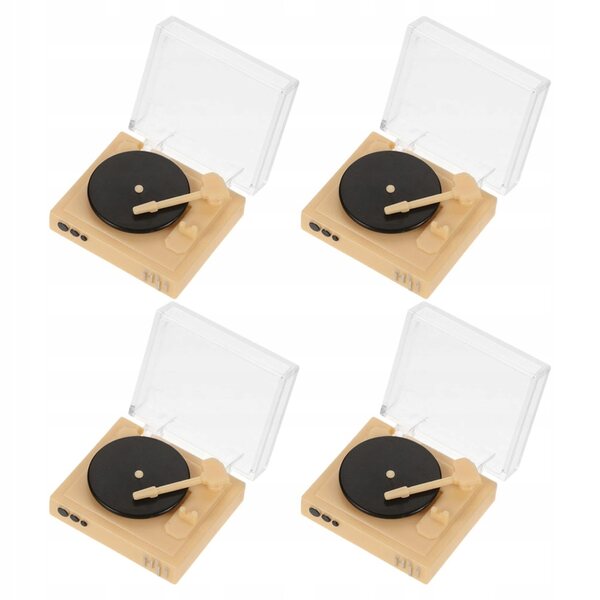 4 SZT. MINI GRAMOFON W STYLU RETRO DO DEKORACJI DOMKU