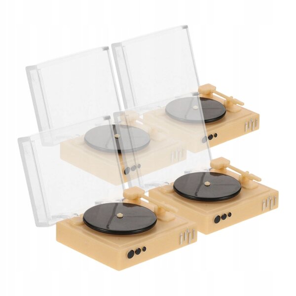 4 SZT. MINI GRAMOFON W STYLU RETRO DO DEKORACJI DOMKU