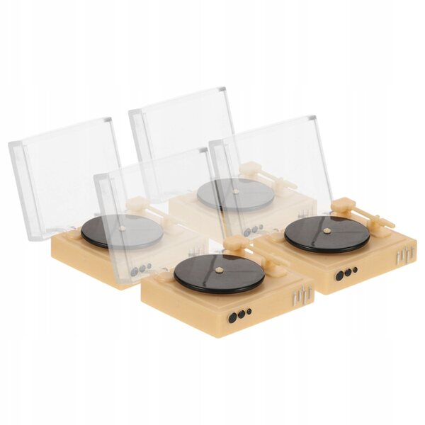 4 SZT. MINI GRAMOFON W STYLU RETRO DO DEKORACJI DOMKU