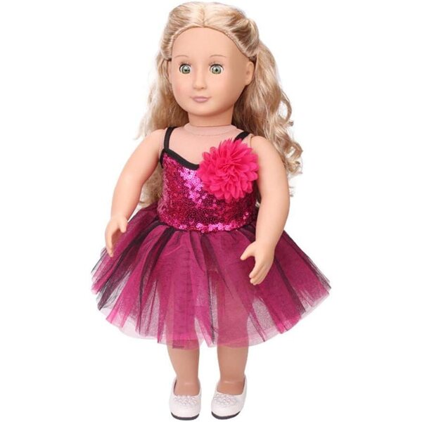 Abito in pizzo con copricapo floreale per bambola americana da 46 cm (18 pollici)