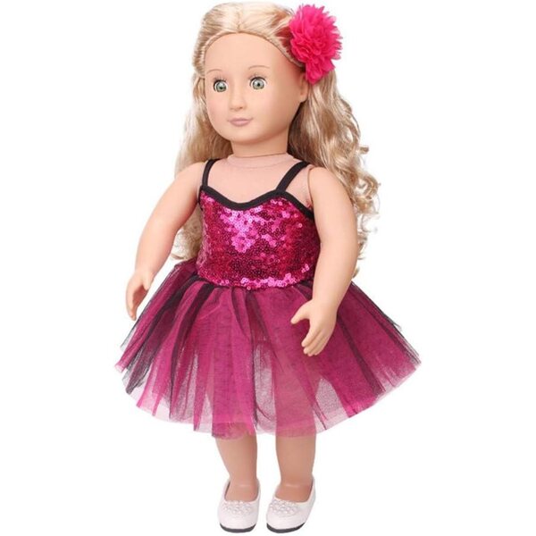Abito in pizzo con copricapo floreale per bambola americana da 46 cm (18 pollici)