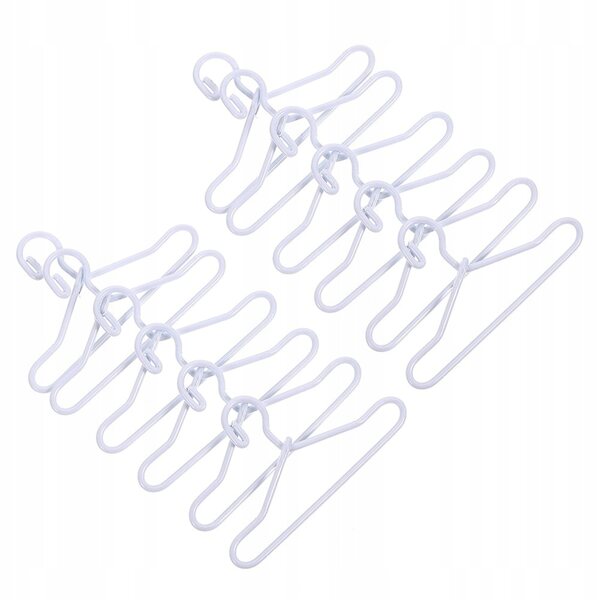 Mini appendini bianchi per abiti bambole, set 40 pezzi 4x2,2x0,1 cm
