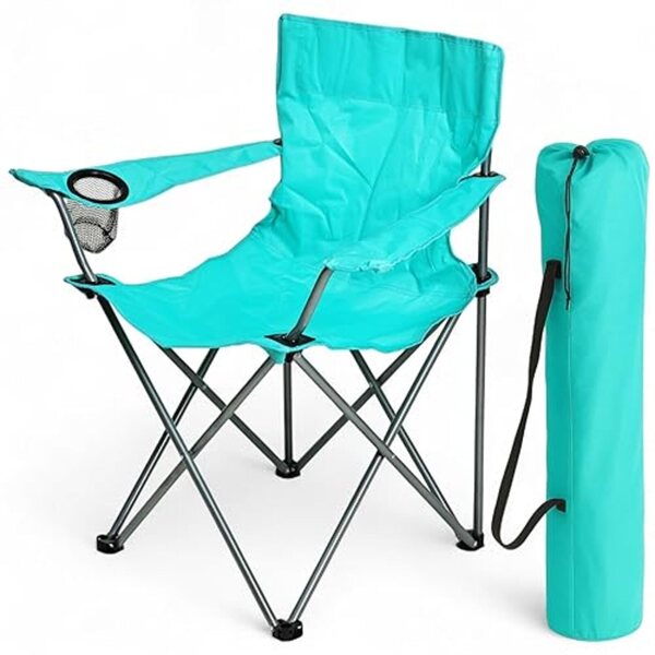 Klappbarer Metallstuhl mit Getränkehalter, ideal für Camping und Outdoor