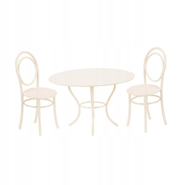 Set Miniature Mobili da Giardino per Casa delle Bambole 1:12 Tavolo e Sedie Bianchi