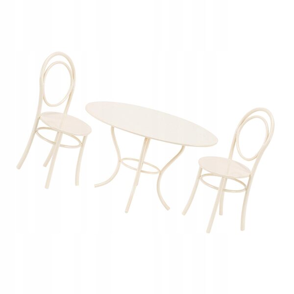 Set Miniature Mobili da Giardino per Casa delle Bambole 1:12 Tavolo e Sedie Bianchi