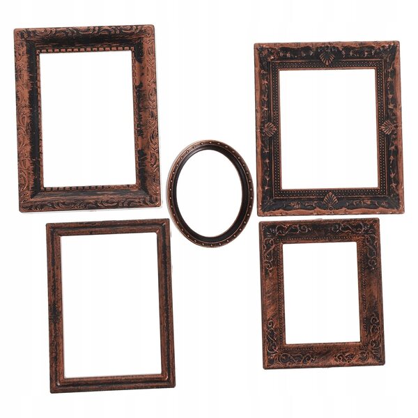Set 5 Mini Cornici Vintage in Plastica per Dollhouse in Scala 1:12