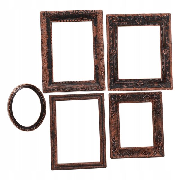 Set 5 Mini Cornici Vintage in Plastica per Dollhouse in Scala 1:12