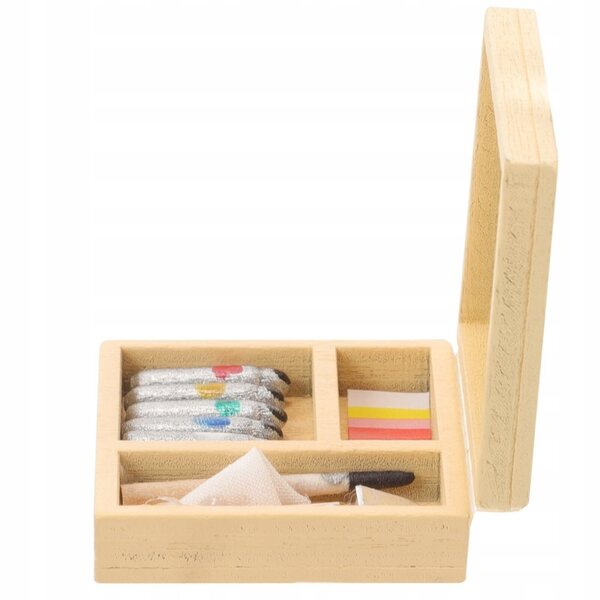 Miniatura Scatola per Colori in Legno e Plastica per Casa delle Bambole