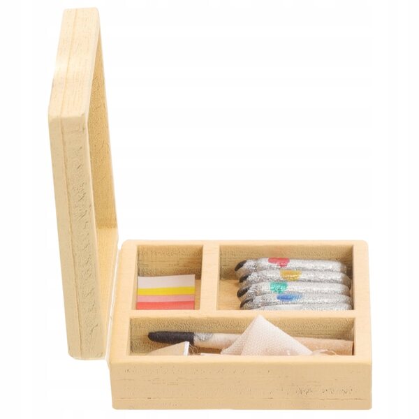 Miniatura Scatola per Colori in Legno e Plastica per Casa delle Bambole