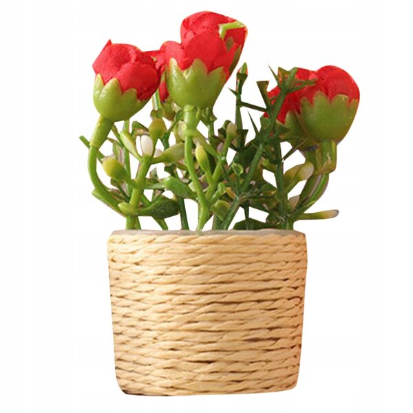 Mini pianta bonsai rossa decorativa senza necessità di cura, ideale per miniature e interni