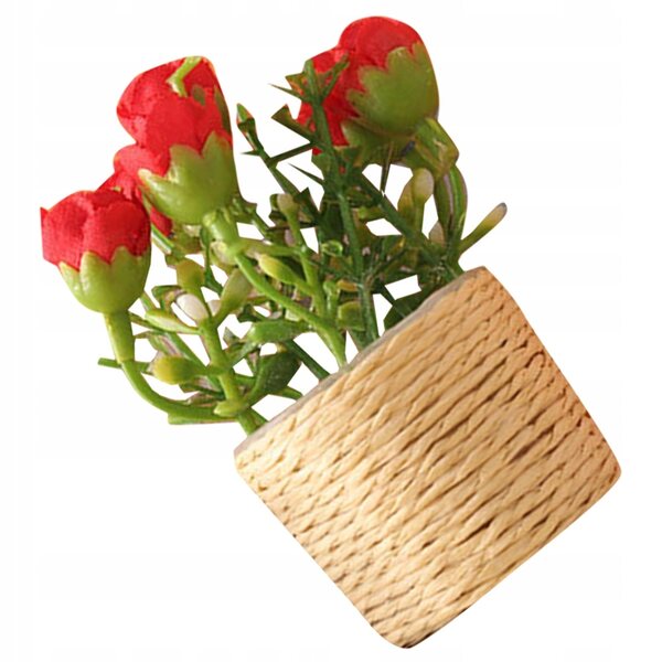 Mini pianta bonsai rossa decorativa senza necessità di cura, ideale per miniature e interni