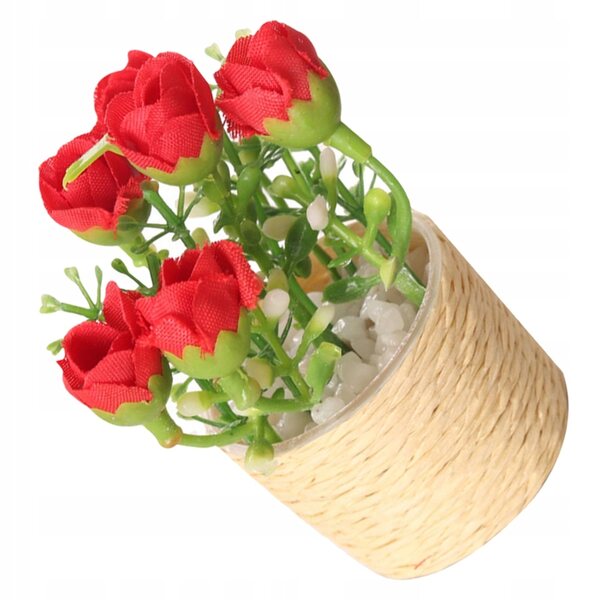 Mini pianta bonsai rossa decorativa senza necessità di cura, ideale per miniature e interni