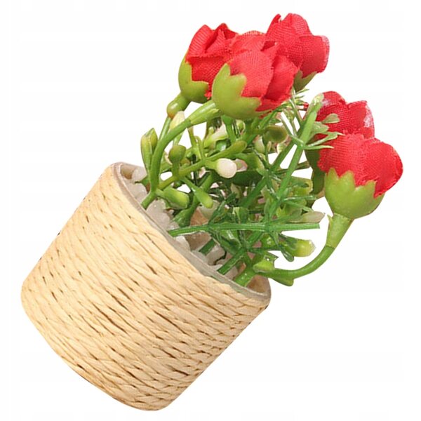 Mini pianta bonsai rossa decorativa senza necessità di cura, ideale per miniature e interni