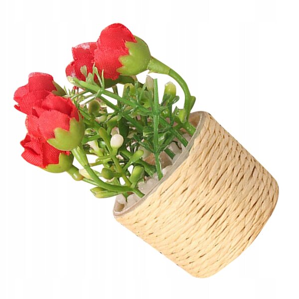 Mini pianta bonsai rossa decorativa senza necessità di cura, ideale per miniature e interni