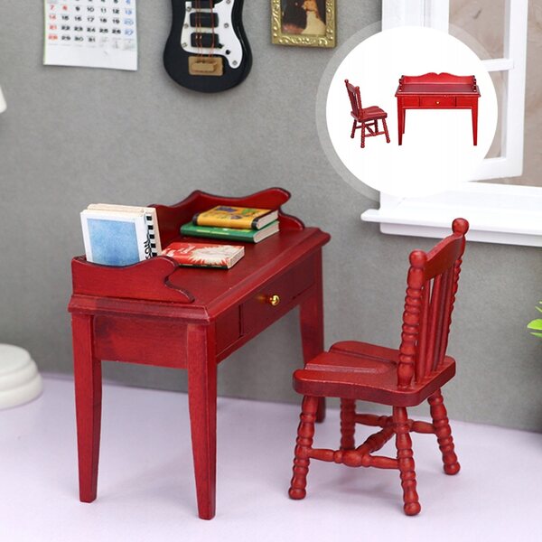 Miniatura Mobile in Legno Rosso per Decorazione Casa e Bambini