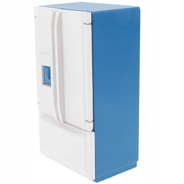 Blauer Mini-Kühlschrank aus Holz für Puppenhaus und Dekoration, 7,3 x 5,3 x 13,7 cm