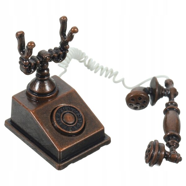 Mini-retrotelefoonmodel in metalen vintage decoratie voor huis en bureau