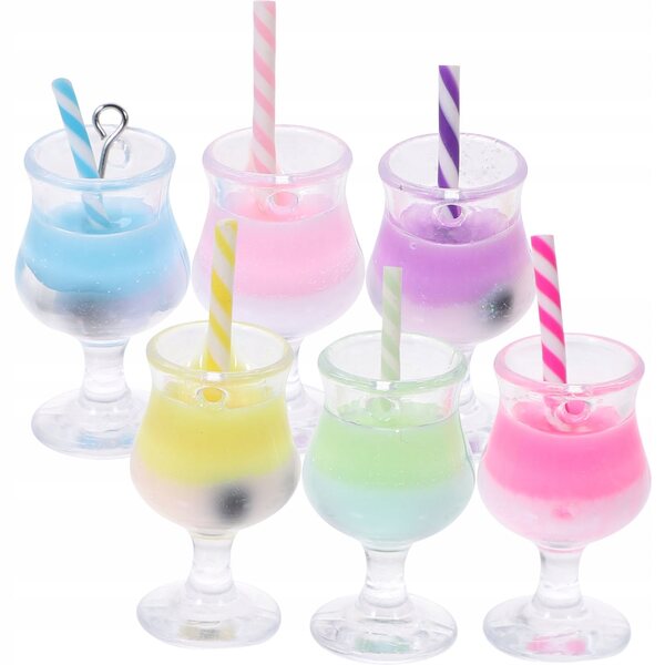Комплект от 6 чаши Mini Bubble Tea за къщи за кукли от цветна пластмаса