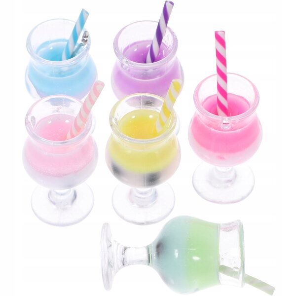 Set 6 Mini Bicchieri Bubble Tea per Casa delle Bambole in Plastica Colorata