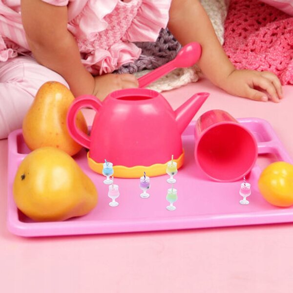 Set 6 Mini Bicchieri Bubble Tea per Casa delle Bambole in Plastica Colorata