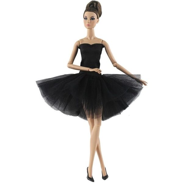 Schwarzes Tutu-Kleid für 11,5-Zoll-Puppe – stilvolles und modisches Outfit