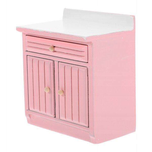 Mini mobiletto cucina rosa in legno per decorazioni casa delle bambole